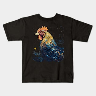 Starry Night Inspired Chicken Gifts Funny Chicken Kids T-Shirt